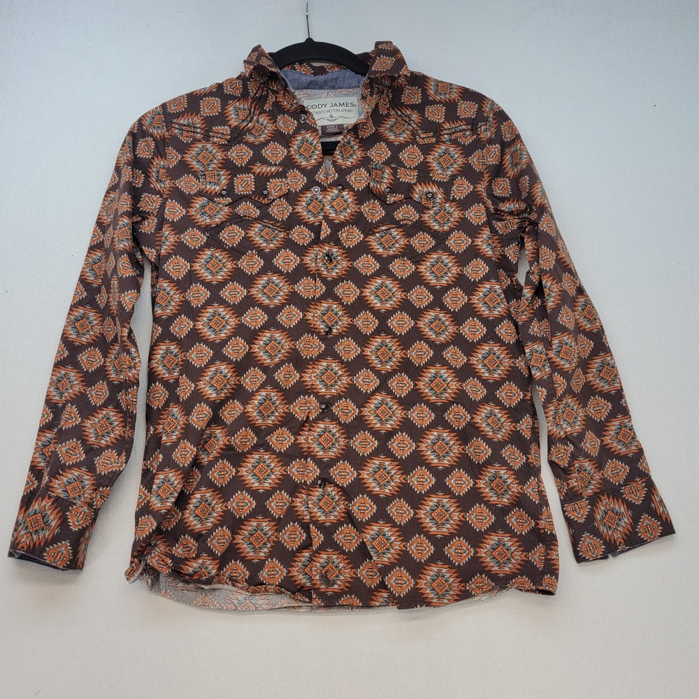 Cody James Western Shirt Mens Large Brown Southwestern Geometric Pearl‎ Snap